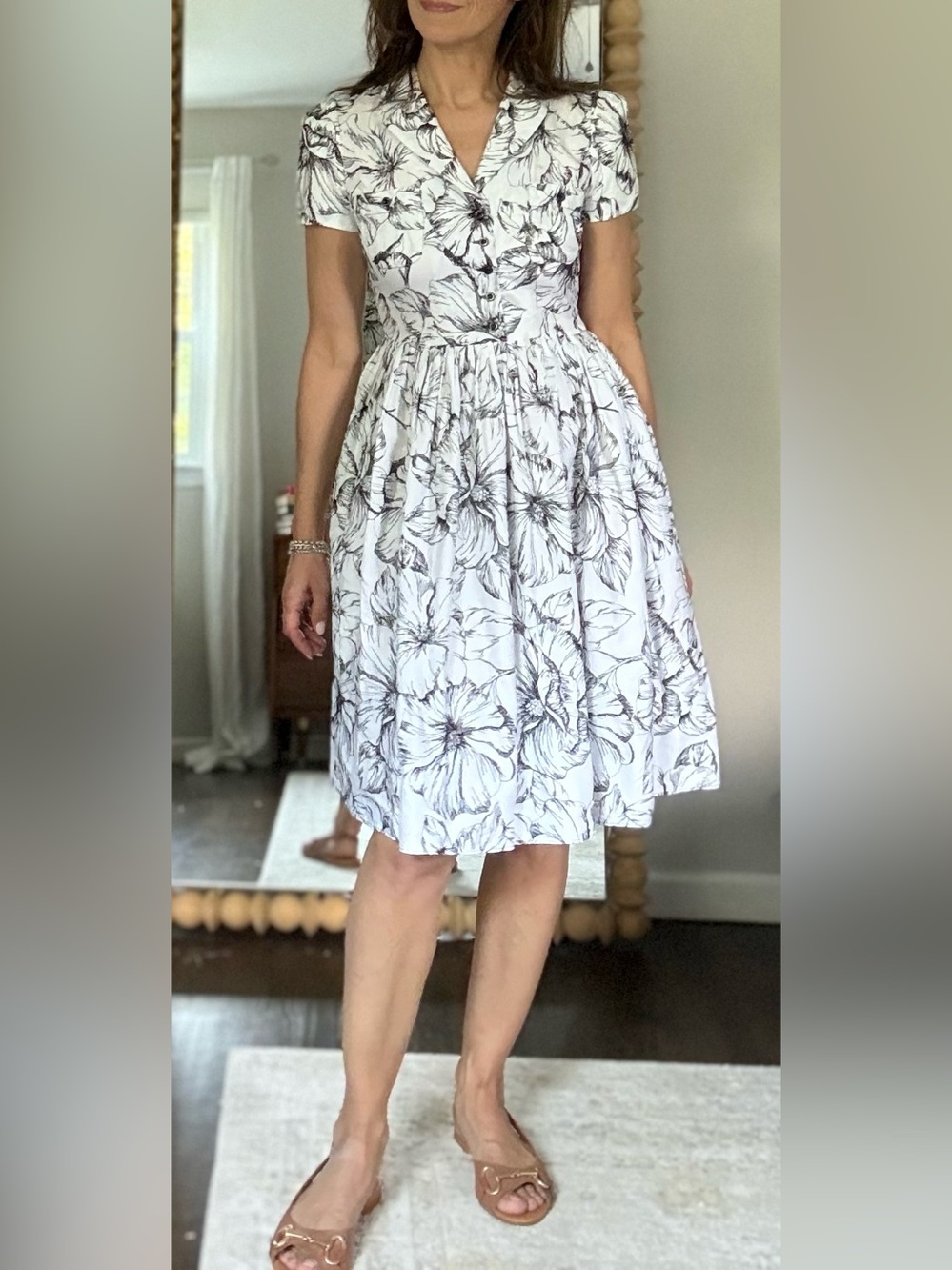 Moschino Cheap and Chic shirtdress black and white floral Embroidered